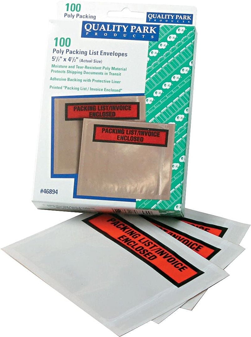Quality Park Packing List Envelopes; Clear Self Adhesive Pouch, 4-1/2 x 5-1/2, Packing List/Invoice Enclosed, for Shipping, 100 per Carton (QUA46894) - Image 2